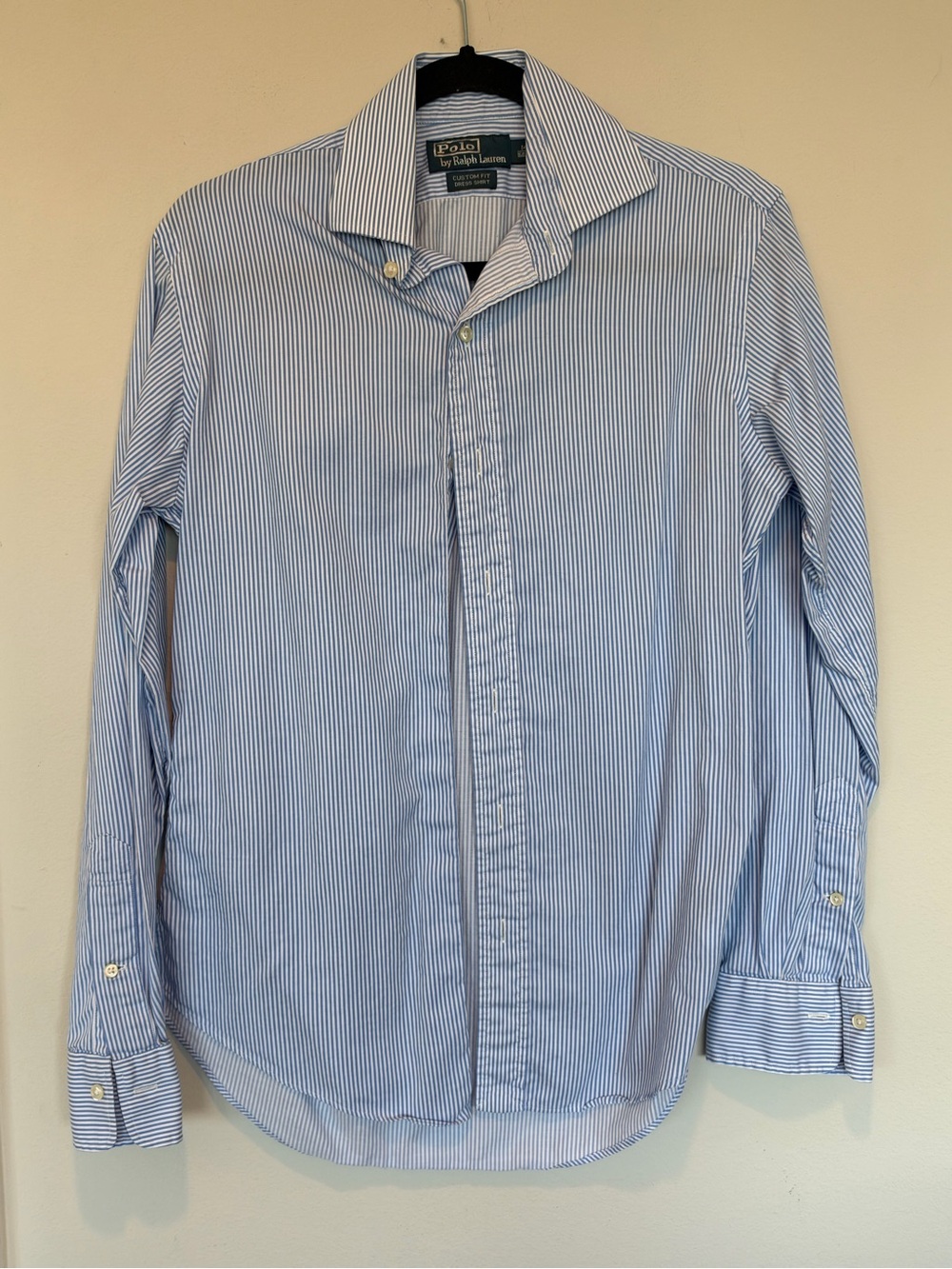 Ralph Lauren Blue and White Pinstripe Button-Down Shirt